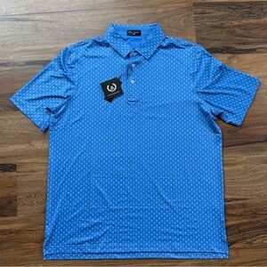 Bryon Nelson Men’s Polo Shirt in Blue with Martini Glass Pattern